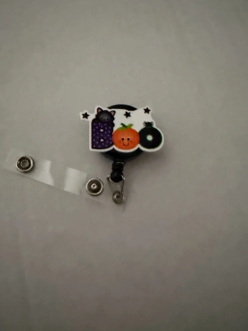 Cute Halloween Pumpkin Badge Reel - Orange & Black